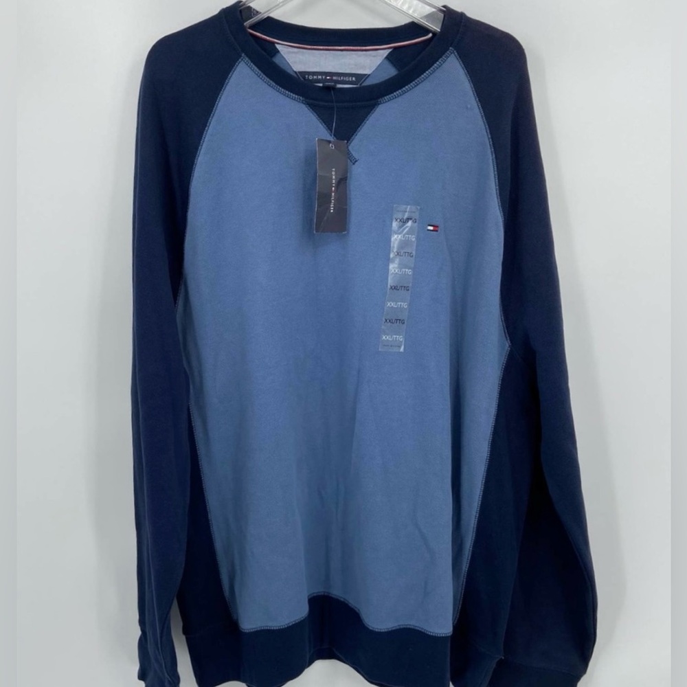 Tommy Hilfiger Men's Two-Tone Blue Crewneck Sweater
